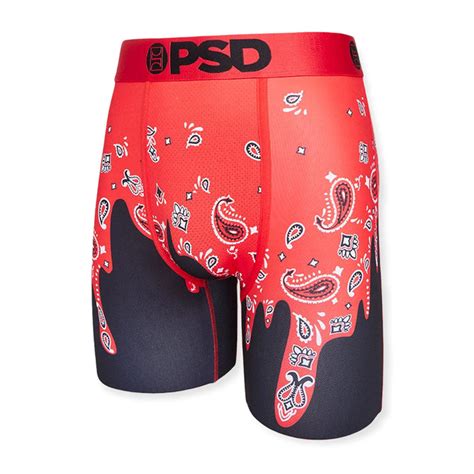 Psd Mens Redbandana Melt Red Stretch Elastic Wide Band Boxer Brief Un