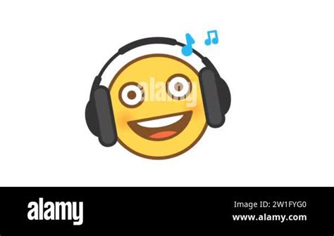 Emoticon Listens Music On Headphones Option Animated Emoticons