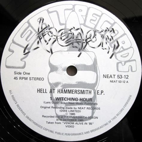 Venom Hell At Hammersmith 12 Ep 1985 Limited Edition Vinyl Neat 53