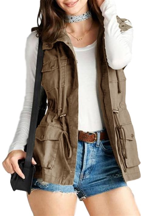 Pacificplex Womens Cotton Cargo Utility Vest 1x Khaki Walmart