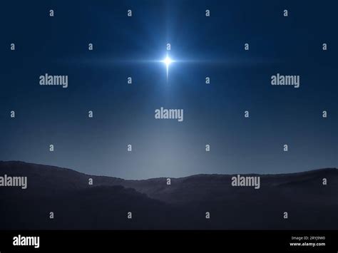 Star of Bethlehem, or Christmas Star. Bright star in the dark blue ...