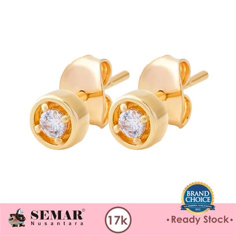 Jual Anting Emas Tindik Ailen Round Rose Gold 17K Semar Nusantara