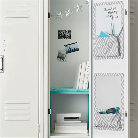 Gear Up Gray Preppy Diamond Locker Mirror Pocket School Locker