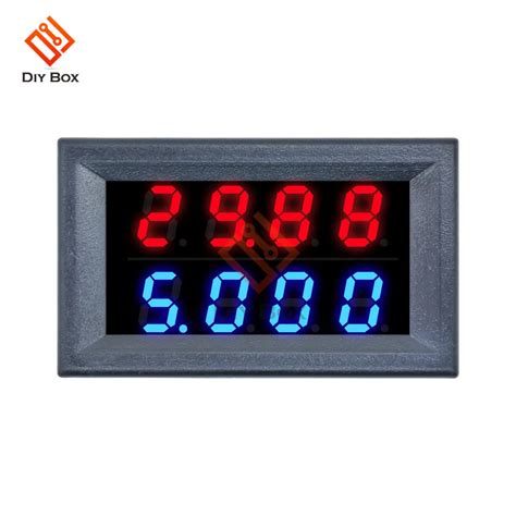 0 28 Inch Digital DC Voltmeter Ammeter Red Blue LED Dual Display 4 Bit