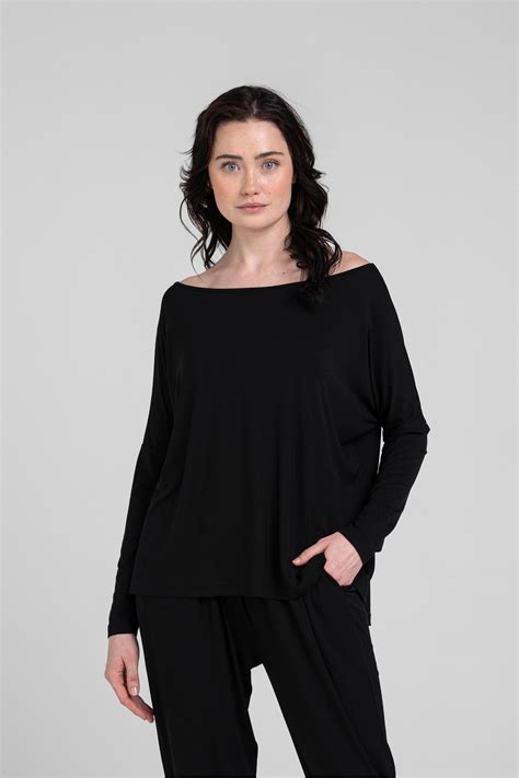 Czarny Longsleeve Damski Bluza Nietoperz Elia Black Sklep Naree