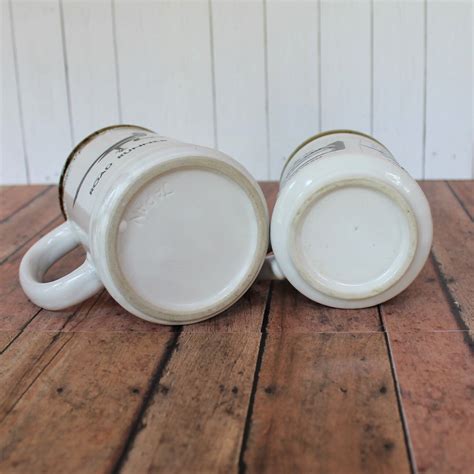 Vintage Stoneware Pottery Arizona Souvenir Mug Set Of White Ceramic