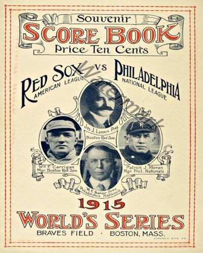 MLB 1915 World Series Program Cover REPRINT Red Sox Vs Philadelphia 8 X