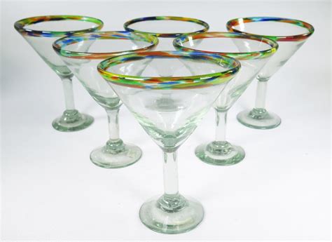 Mexican Martini Glass Confetti Rim 15 Oz Set of 6 - Etsy