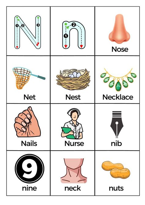 What Starts With Letter N Words Worksheets Printable Pdf