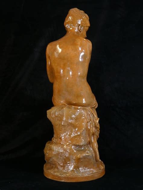 Proantic Statue Jeune Femme En Terre Cuite La Baigneuse