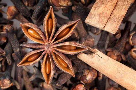 The Spices Star Anise Cinnamon Cloves Stock Photo Colourbox