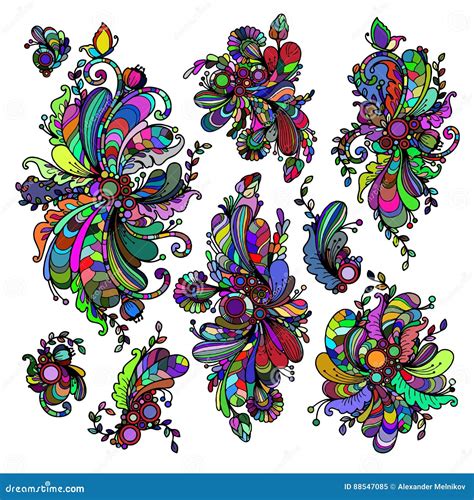 Set of Abstract Patterns on White Background Stock Vector ...