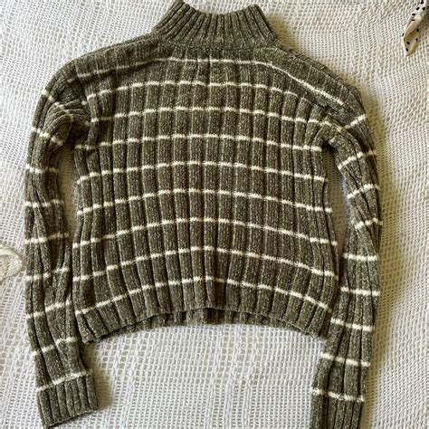 Green Chenille Sweater Cutest Chenille Striped Depop