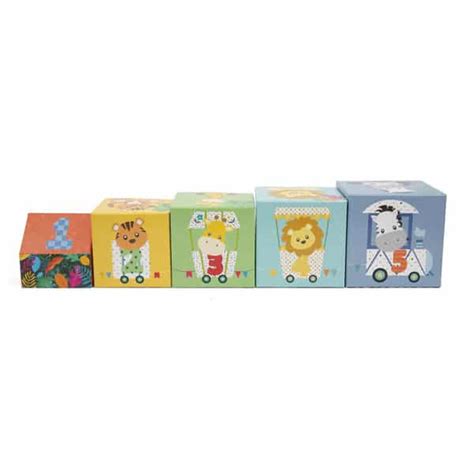 Cubes Empiler Avec Figurines Animaux De La Jungle Wood N Play