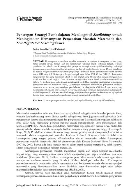 Pdf Penerapan Strategi Pembelajaran Metakognitif Scaffolding Untuk