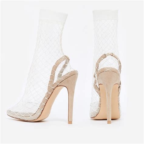 Shoes New Clear Fishnet Nude Heels Poshmark