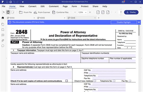 IRS Form 2848 Printable