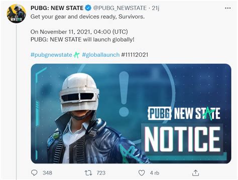 Menurut Info Yang Dibagikan Akun Twitter Official PUBG New State Game