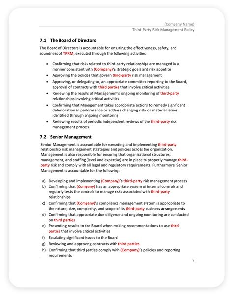 Third Party Risk Management Policy Template