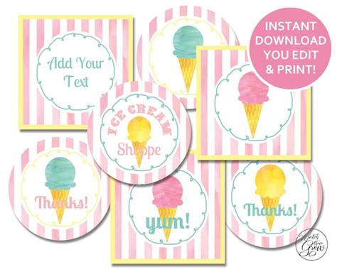 Ice Cream Party Decorations Printable Ice Cream Party Labels Ice