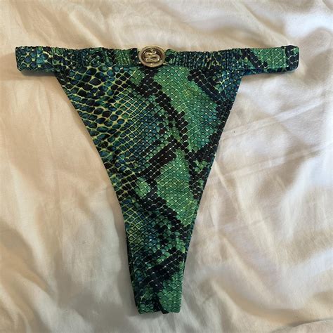 Plt Green Snake Print Bikini Bottoms Currently Out Depop