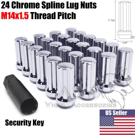 24pc Chrome 14x15 Spline Lug Nuts For 2022 And Newer Toyota Tundra 6 Lu