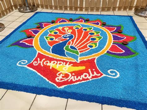 Attractive Deepavali Kolam Design. Built Using Colored Rice by Experts ...