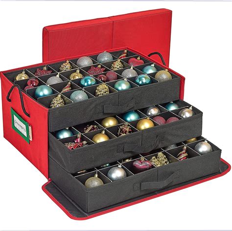 Christmas Ornament Storage Container Box with Dividers - Stores up to ...