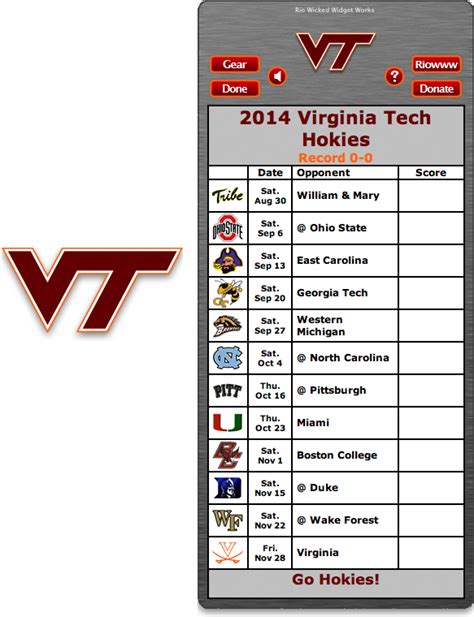 Virginia Tech Hokies Football Schedule