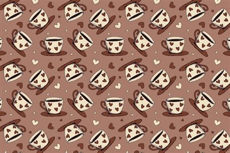 Premium Vector Vintage Pattern Of Nice Cups Of Coffee With Hearts