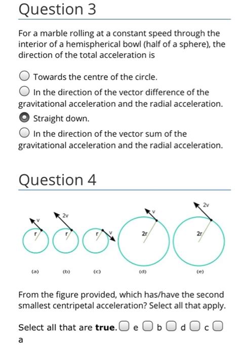 Solved Question 3 For A Marble Rolling At A Constant Speed Chegg