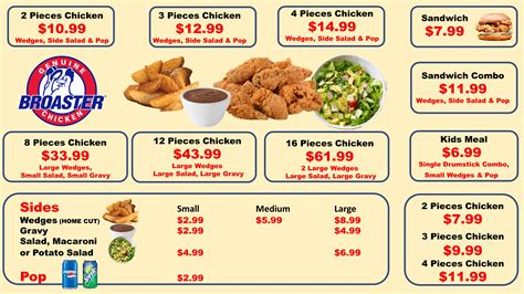 Menu Cooks Broaster Chicken Free Delivery Sackville Nova Scotia