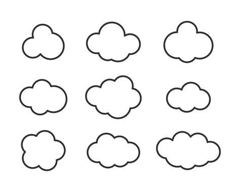 Silueta De Vector De Nubes De Cielo Conjunto De Iconos De Nube