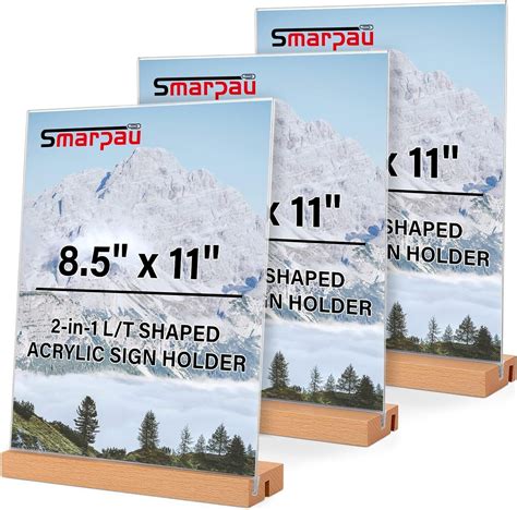 Smarpau 8 5 X 11 Acrylic Sign Holder 3 Pack Slanted Sign Holder With L