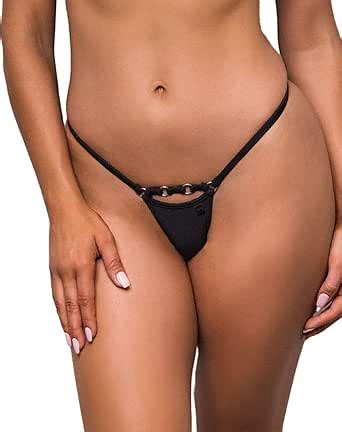 Amazon Wicked Weasel Sexy Spandex Noir Thong Bikini Bottom Swimsuit Low Rise Open Y Back