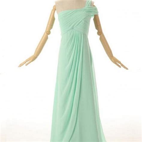 Floor Length Bridesmaid Dress One Shoulder Mint Bridesmaid Dress With