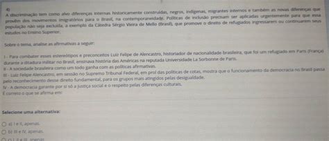 Solved A discriminação tem como alvo diferenças internas