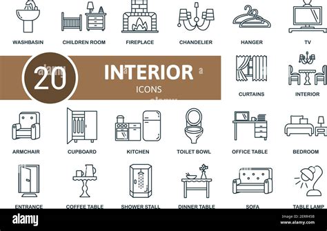 Interior Icon Set Contains Editable Icons Interior Theme Such As