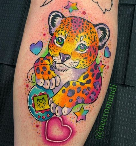 Colorful Lisa Frank Inspired Leopard Tattoo