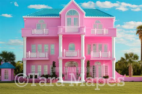 Pink Doll House Digital Backdrop Dream House Doll Mansion Digital