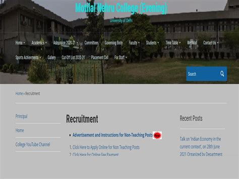 Motilal Nehru College Recruitment 2021: Apply Online for 07 Non ...