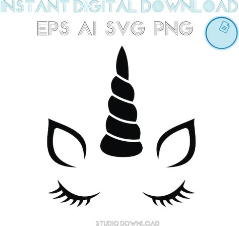 Unicorn Eyes Ears Eps Vector Cut Files For Cricut And Etsy