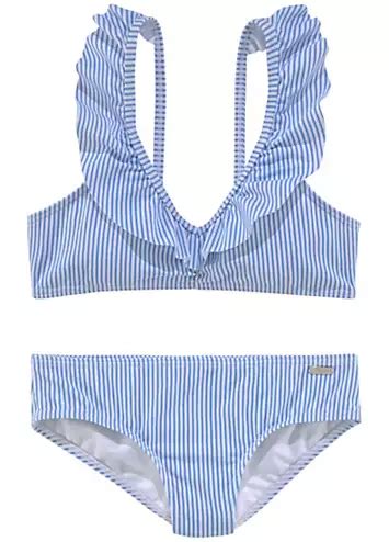 Light Blue Stripe Bustier Bikini By Buffalo Swimwear365