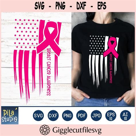 Usa American Flag Breast Cancer Awareness American Flag Breast Cancer