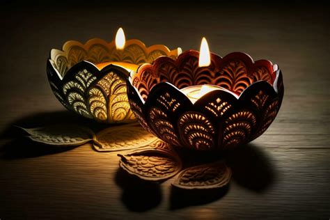 Happy Diwali Or Deepavali Traditional Indian Festival With Clay Diya