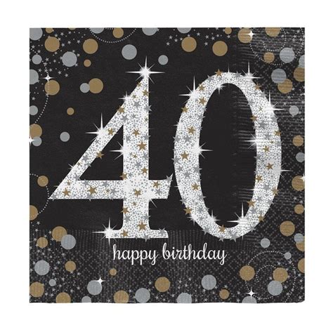 Sparkling Celebration 40th Birthday 2ply Paper Napkins 33cm 16pk