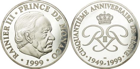 Monaco Medal Me Anniversaire De Rainier Iii Silver Ms