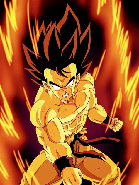 An Animated Image Of Gohan From The Dragon Ball Series With Flames In