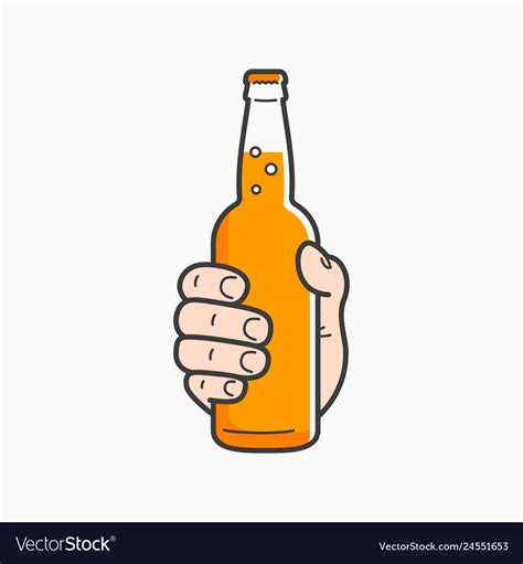 Hand Hold Beer Bottle Male Holding A Beer Vector Image