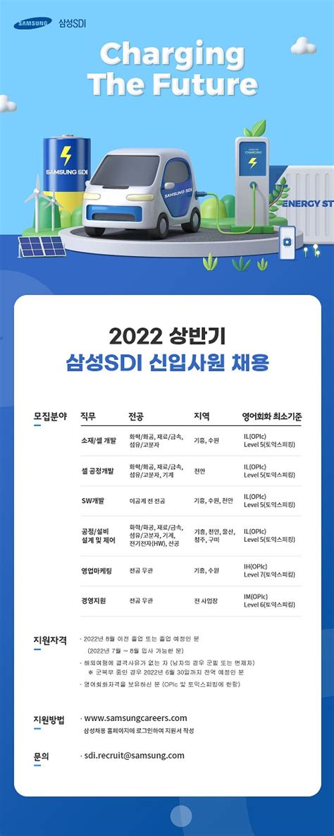 2022 상반기 삼성sdi 3급 신입사원 채용 장학ㆍ취업정보 서강대학교 기계공학과